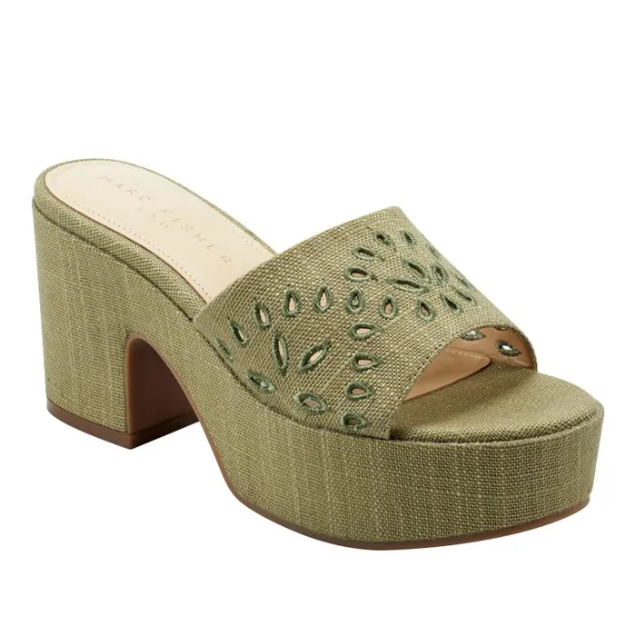 Marc Fisher Mules and Slides Women Foreva Platform Slide Sandal Green
