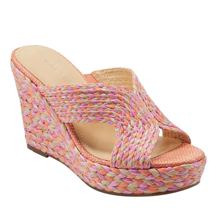 Marc Fisher Sandals Women Kalisha Espadrille Wedge Sandal Orange Multi