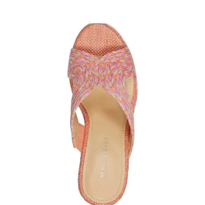 Marc Fisher Sandals Women Kalisha Espadrille Wedge Sandal Orange Multi