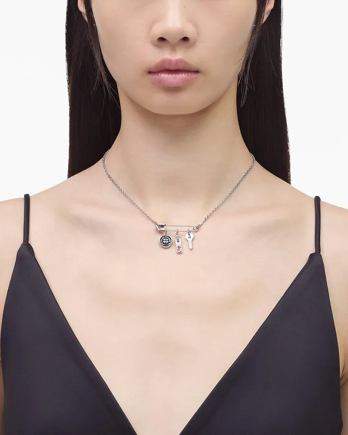 Marc Jacobs Necklaces Button Charm Necklace Silverblack 8211 Women
