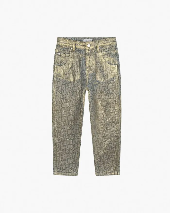 Marc Jacobs The Metallic Jumbled Logo Jeans Gold 8211 Kids