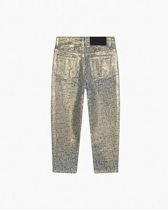 Marc Jacobs The Metallic Jumbled Logo Jeans Gold 8211 Kids