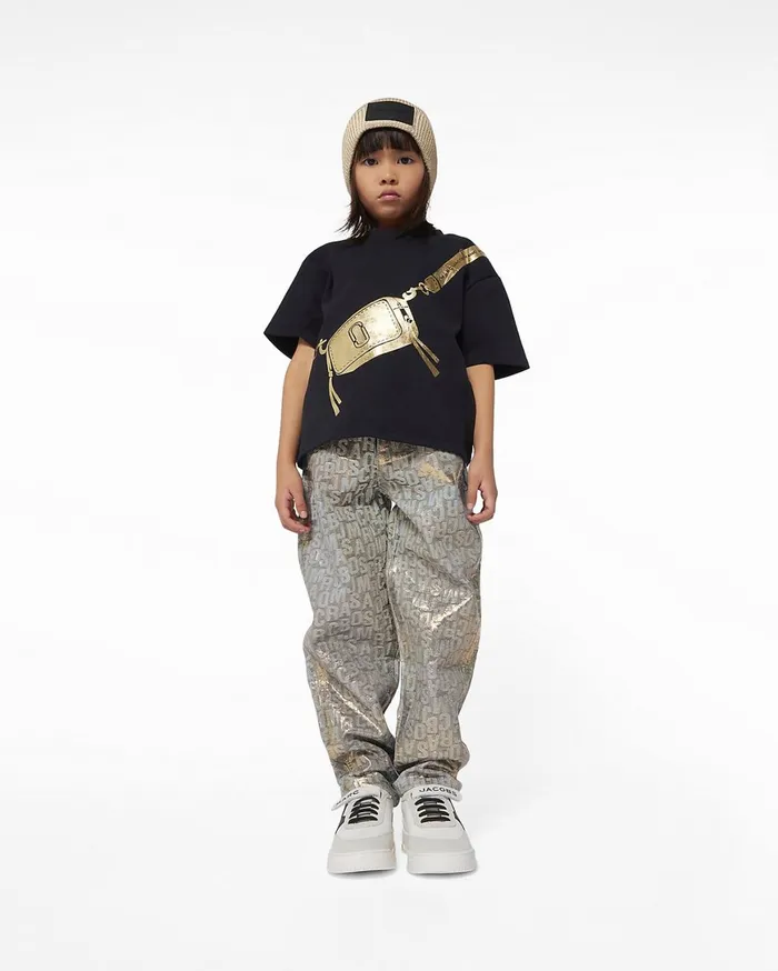 Marc Jacobs The Metallic Jumbled Logo Jeans Gold 8211 Kids