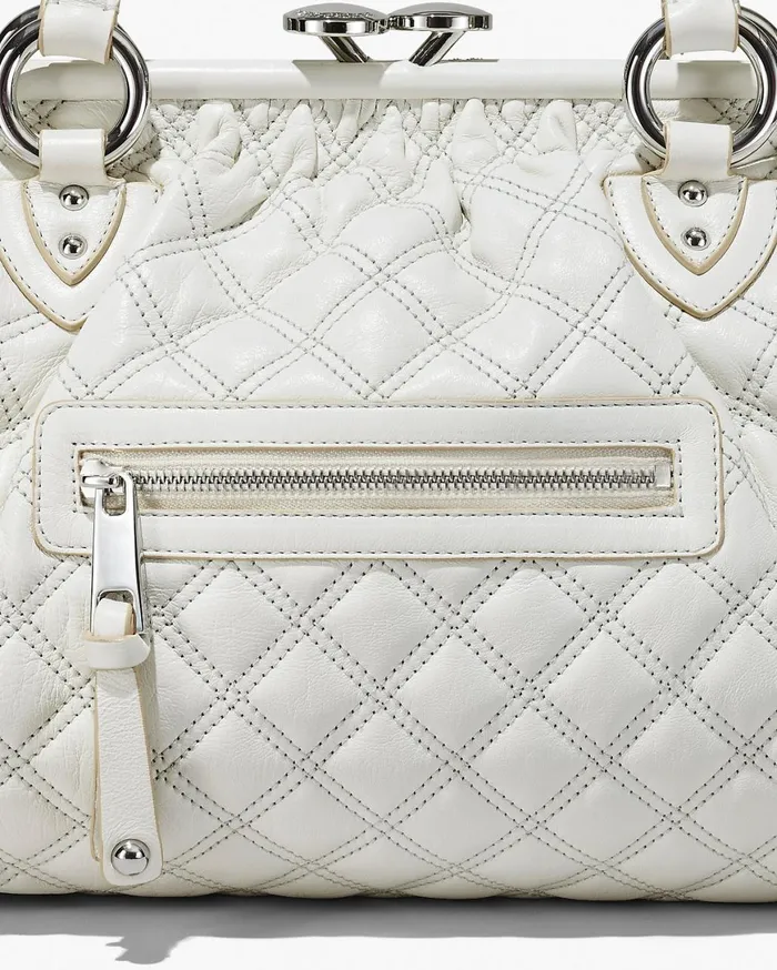 Marc Jacobs Top Handle Bags ReEdition Quilted Leather Stam Bag Cloud White 8211 Women