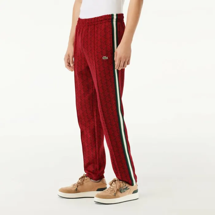 Matching Sets Men Lacoste Men039s Jacquard Monogram Paris Sweatpants Bordeaux Red Swm