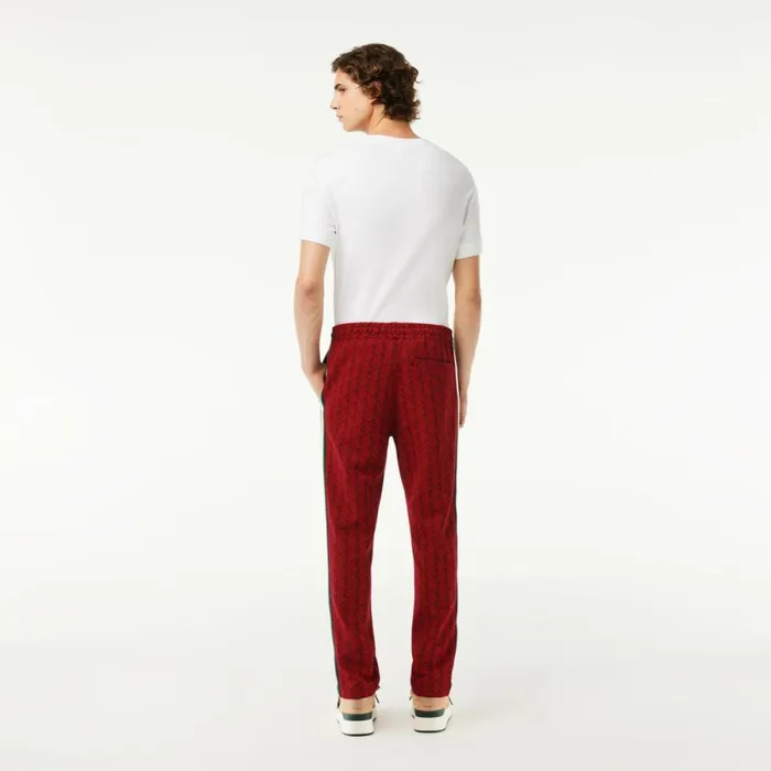 Matching Sets Men Lacoste Men039s Jacquard Monogram Paris Sweatpants Bordeaux Red Swm