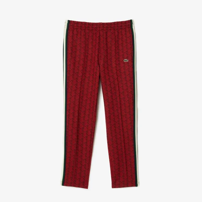 Matching Sets Men Lacoste Men039s Jacquard Monogram Paris Sweatpants Bordeaux Red Swm