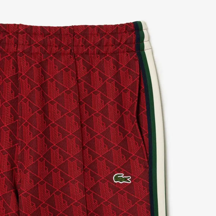 Matching Sets Men Lacoste Men039s Jacquard Monogram Paris Sweatpants Bordeaux Red Swm