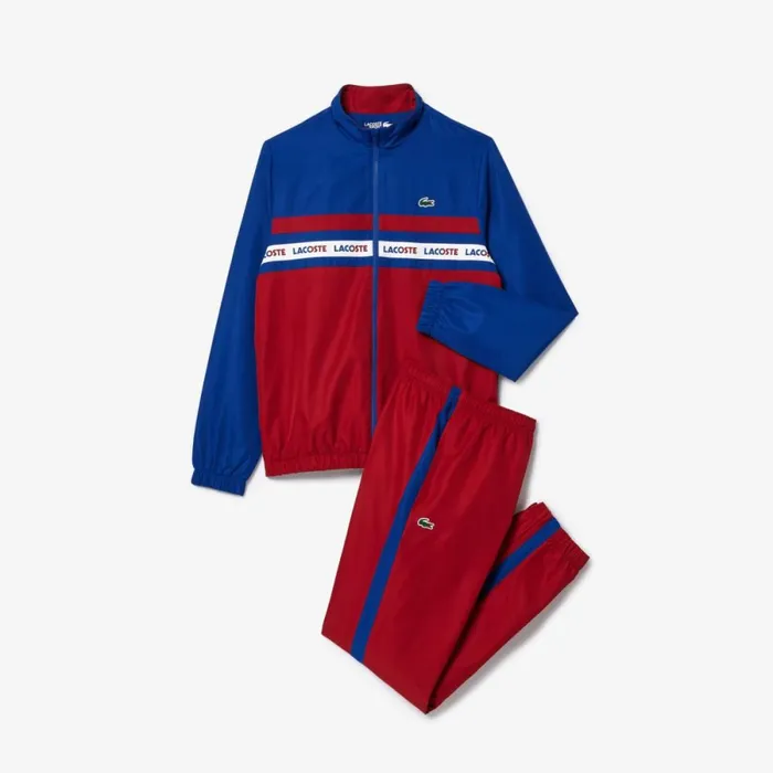 Matching Sets Men Lacoste Men039s Logo Stripe Tennis Sweatsuit Navy Blue Bordeaux Is4