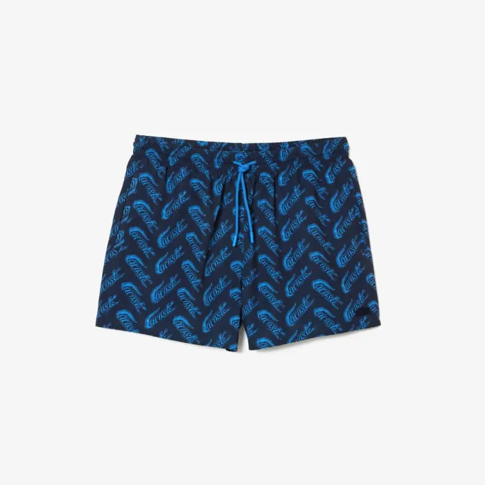 Matching Sets Men Lacoste Mens Printed Swim Trunks Navy Blue Blue F65