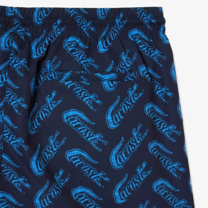 Matching Sets Men Lacoste Mens Printed Swim Trunks Navy Blue Blue F65