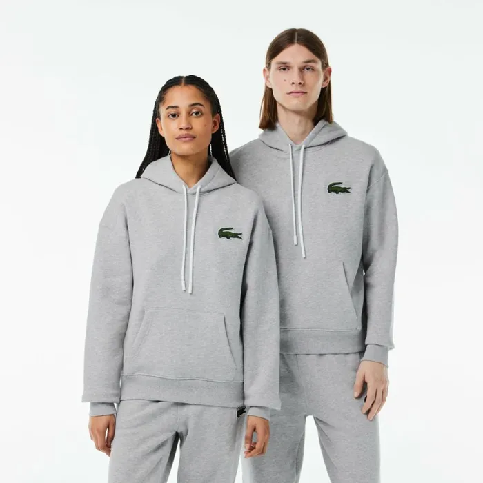 Matching Sets MenWomen Lacoste Unisex Loose Fit Hoodie Grey Chine Cca