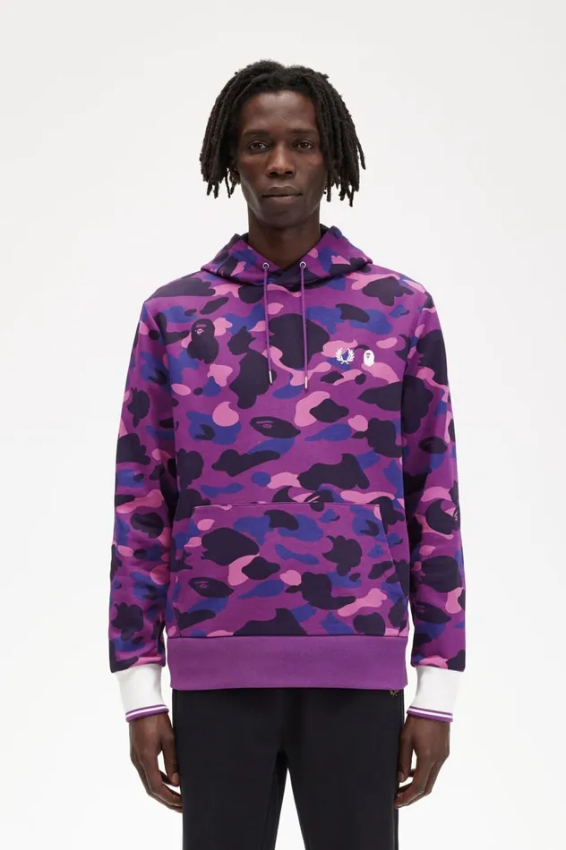 Men A Bathing ApeCamouflage Hooded Sweatshirt Black Fred Perry Sweatshirts