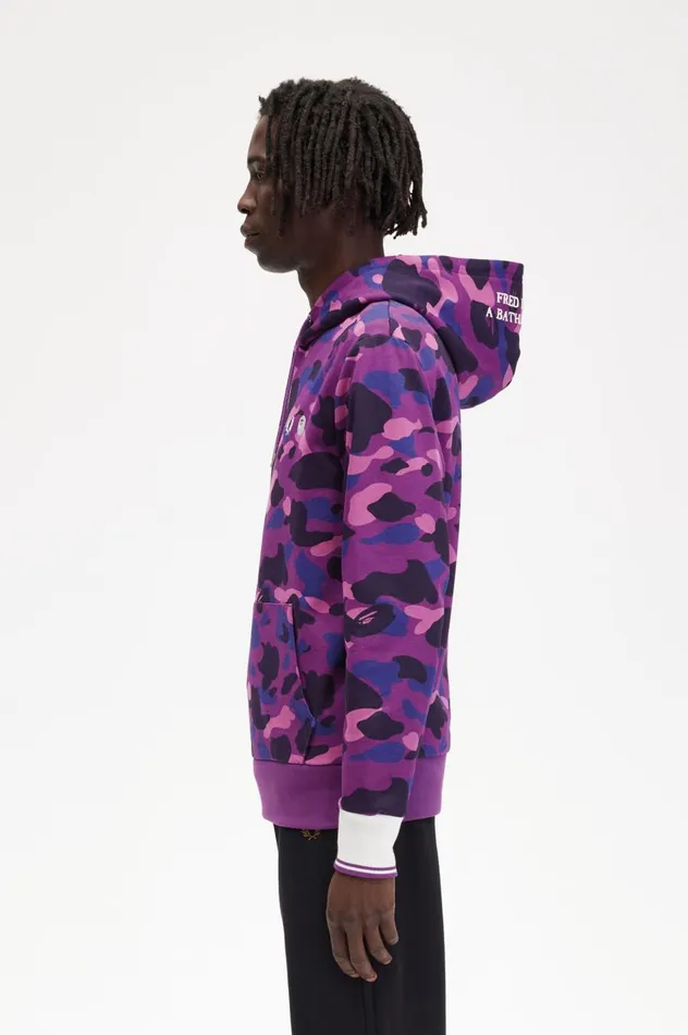 Men A Bathing ApeCamouflage Hooded Sweatshirt Black Fred Perry Sweatshirts