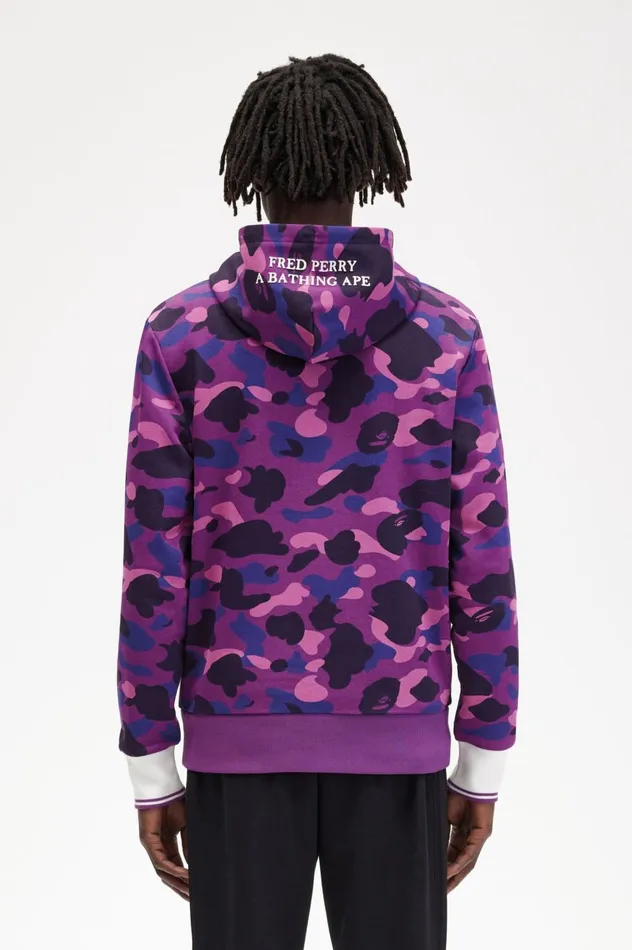 Men A Bathing ApeCamouflage Hooded Sweatshirt Black Fred Perry Sweatshirts