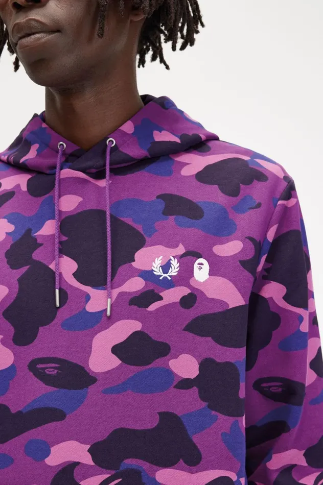 Men A Bathing ApeCamouflage Hooded Sweatshirt Black Fred Perry Sweatshirts