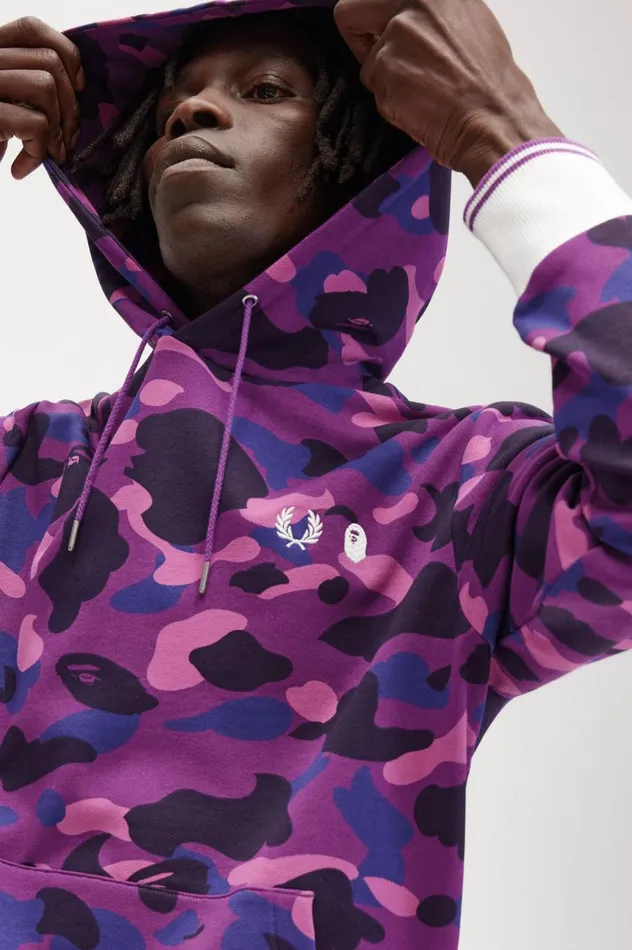 Men A Bathing ApeCamouflage Hooded Sweatshirt Black Fred Perry Sweatshirts