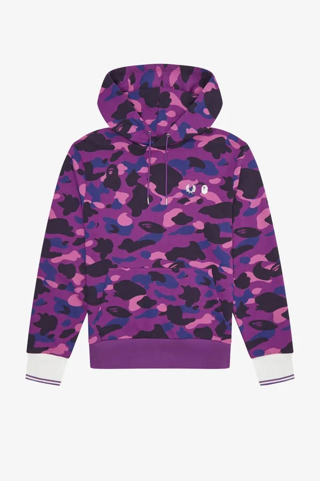 Men A Bathing ApeCamouflage Hooded Sweatshirt Black Fred Perry Sweatshirts