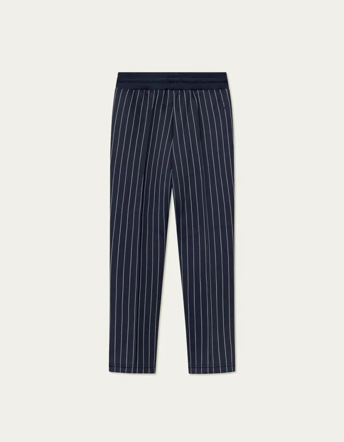 Men Ballier Casual Pinstripe Track Pants 8211 Dark NavyLight Ivory Les Deux Pants