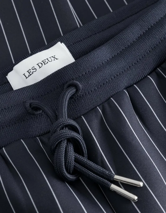 Men Ballier Casual Pinstripe Track Pants 8211 Dark NavyLight Ivory Les Deux Pants