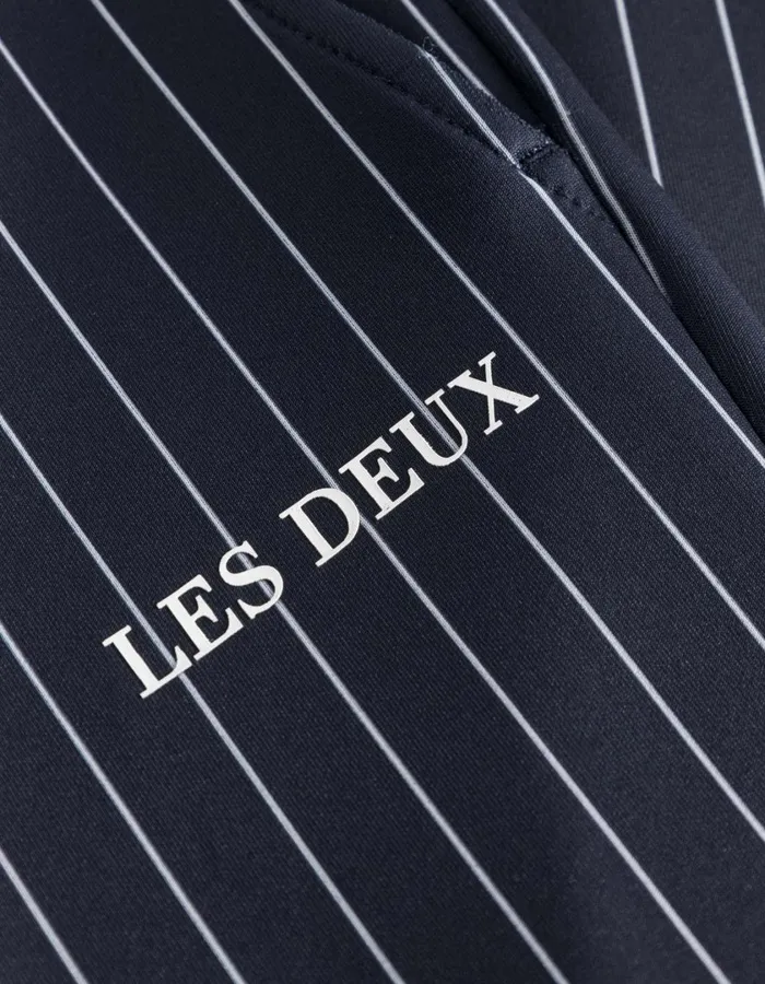 Men Ballier Casual Pinstripe Track Pants 8211 Dark NavyLight Ivory Les Deux Pants