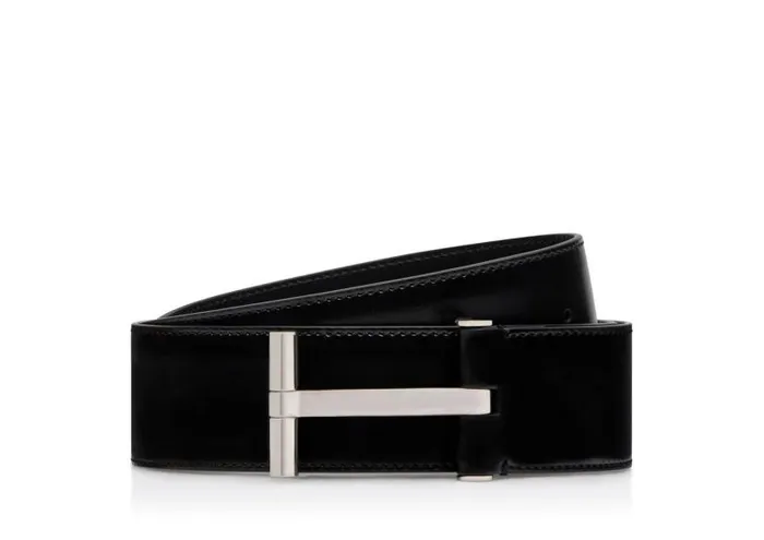 Men Belts Tom Ford Smooth Leather T Belt Black