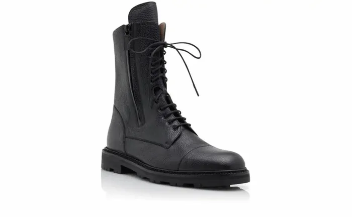 Men Black Calf Leather Military Boots Manolo Blahnik Boots