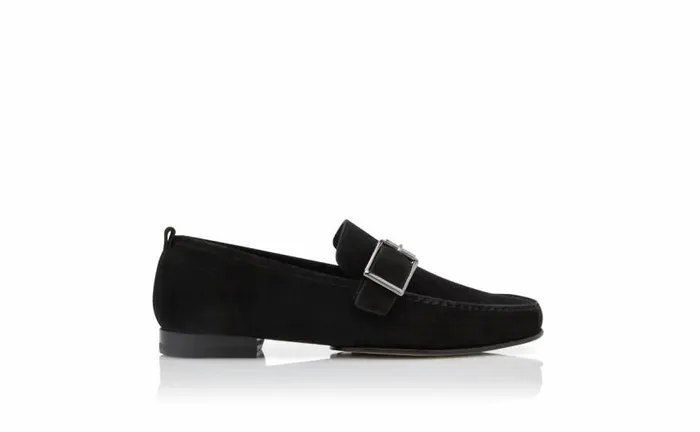 Men Black Suede Buckle Slippers Manolo Blahnik Loafers