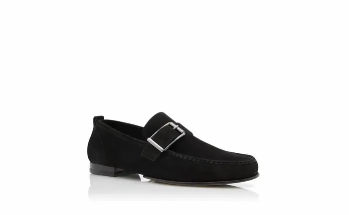 Men Black Suede Buckle Slippers Manolo Blahnik Loafers