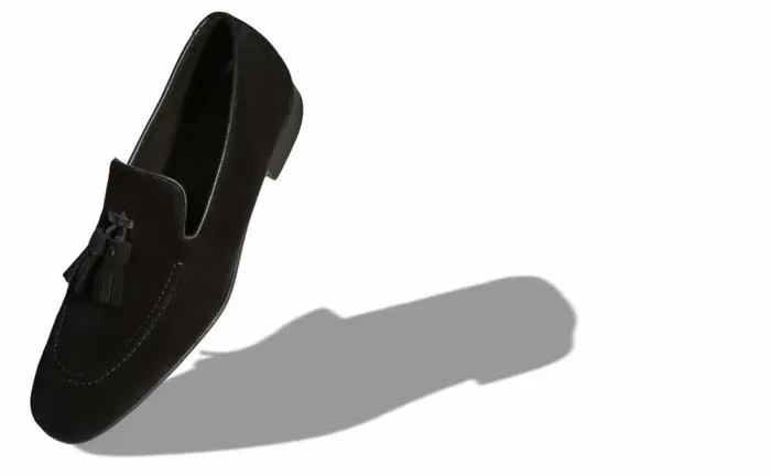 Men Black Suede Tassel Loafers Manolo Blahnik Loafers