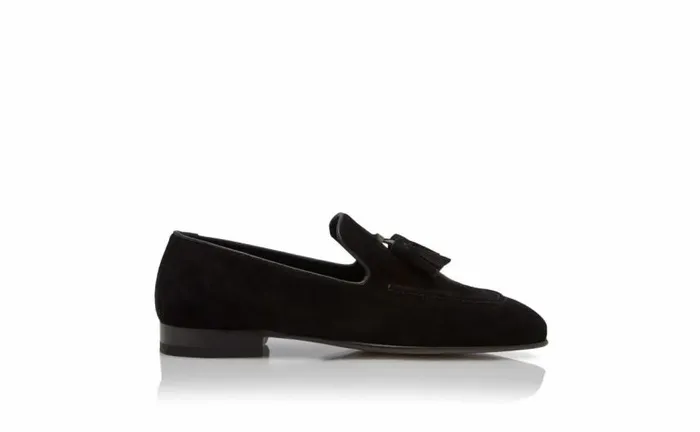 Men Black Suede Tassel Loafers Manolo Blahnik Loafers