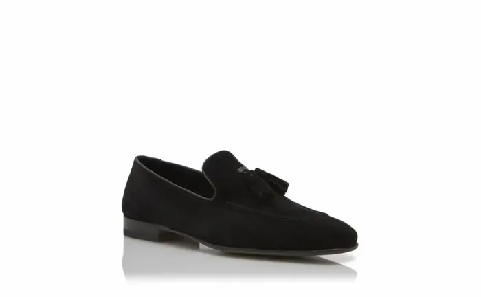 Men Black Suede Tassel Loafers Manolo Blahnik Loafers