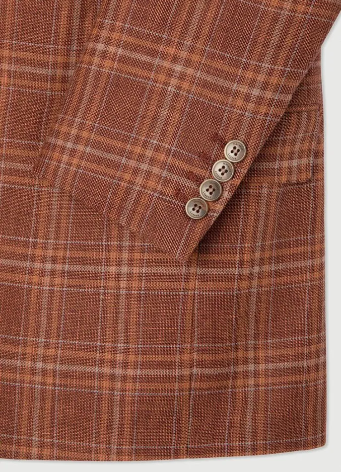 Men Blazers Hackett London Check Blazer Burnt Orange