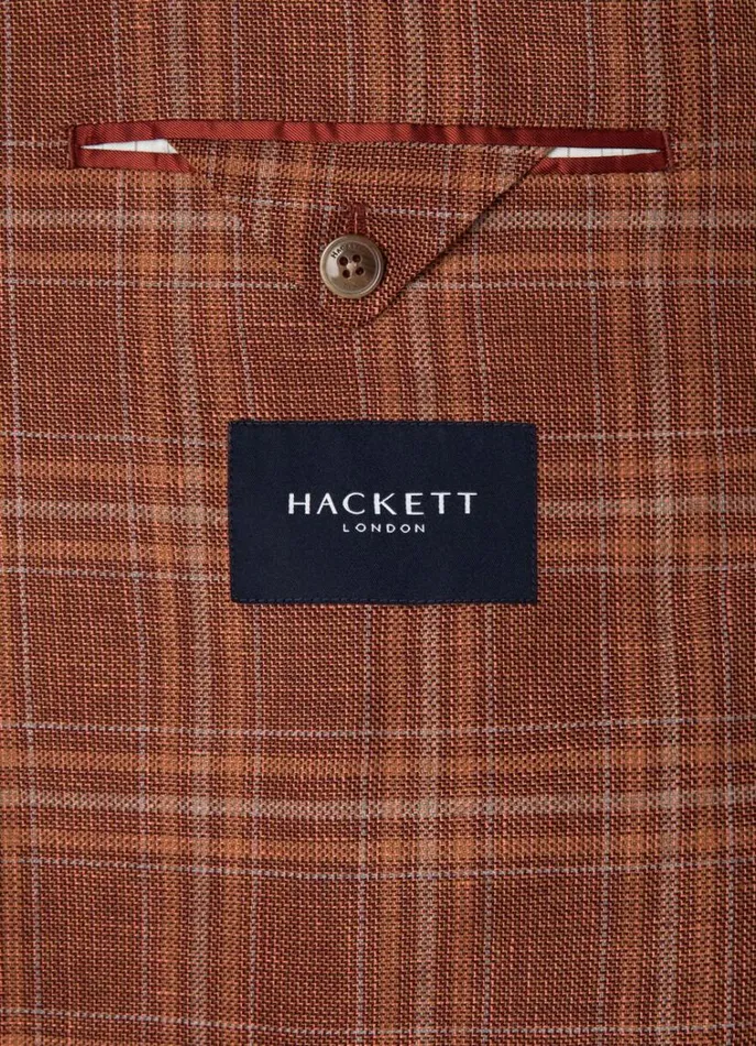 Men Blazers Hackett London Check Blazer Burnt Orange