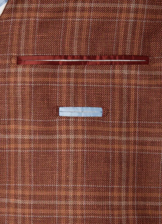 Men Blazers Hackett London Check Blazer Burnt Orange