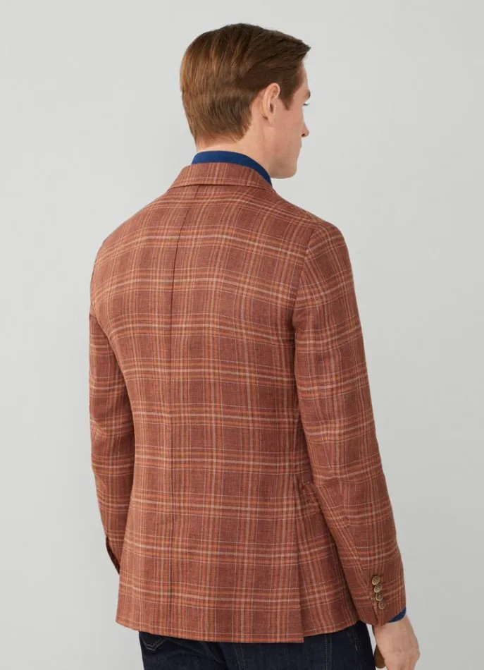 Men Blazers Hackett London Check Blazer Burnt Orange