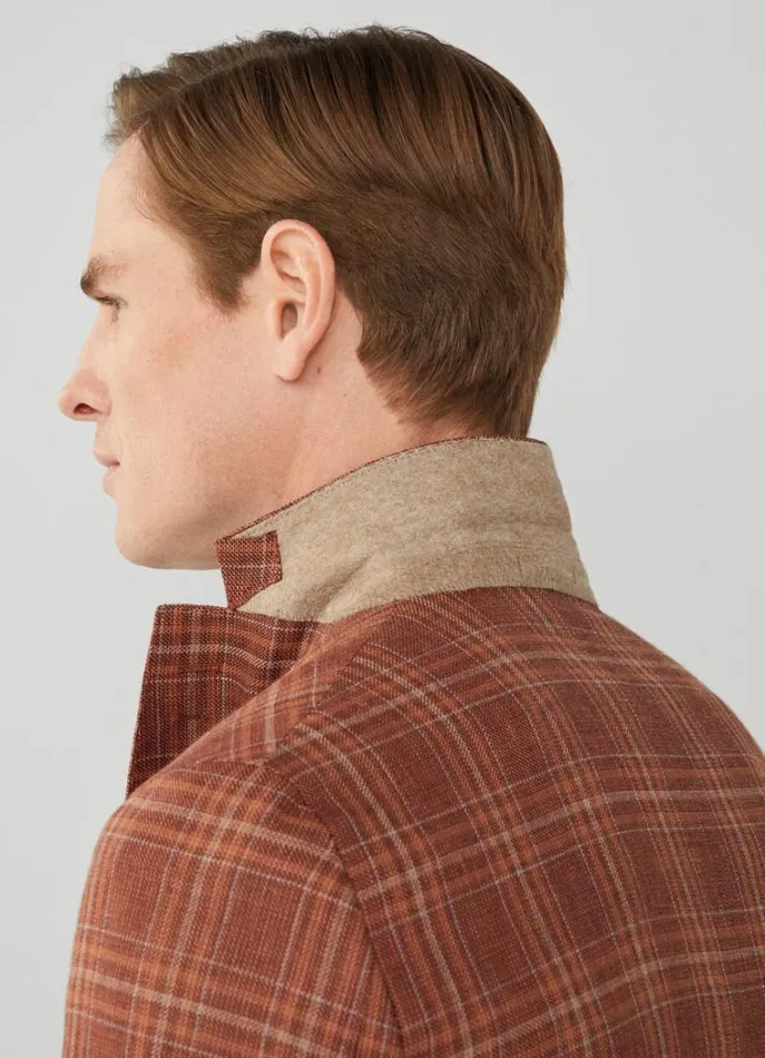 Men Blazers Hackett London Check Blazer Burnt Orange