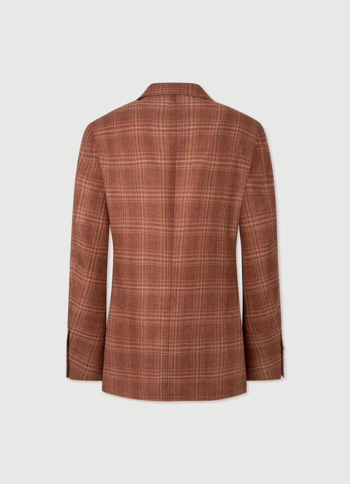 Men Blazers Hackett London Check Blazer Burnt Orange