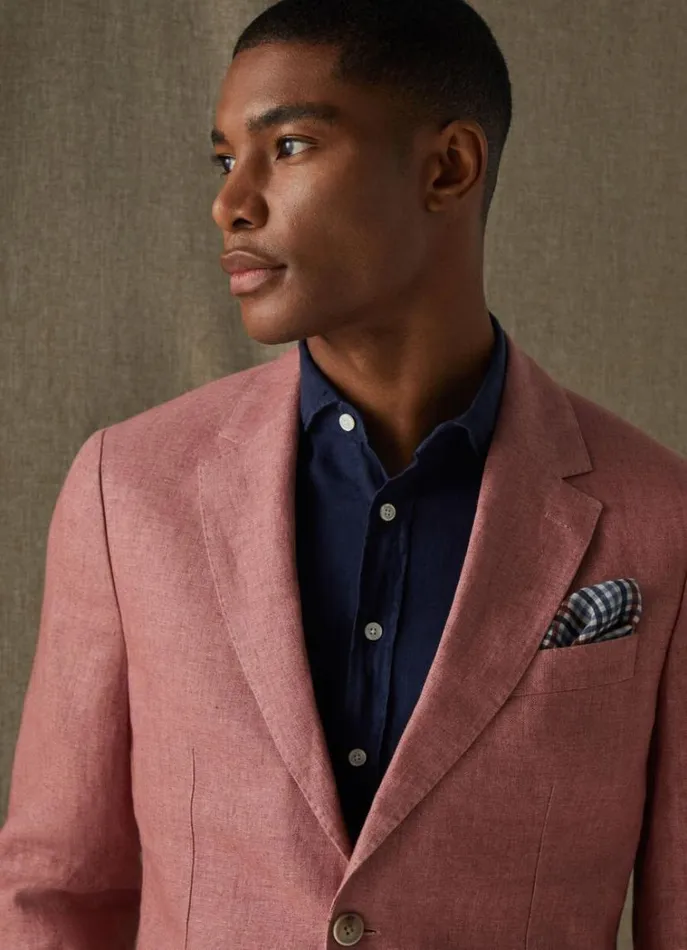 Men Blazers Hackett London Classic Fit Linen Blazer Pink
