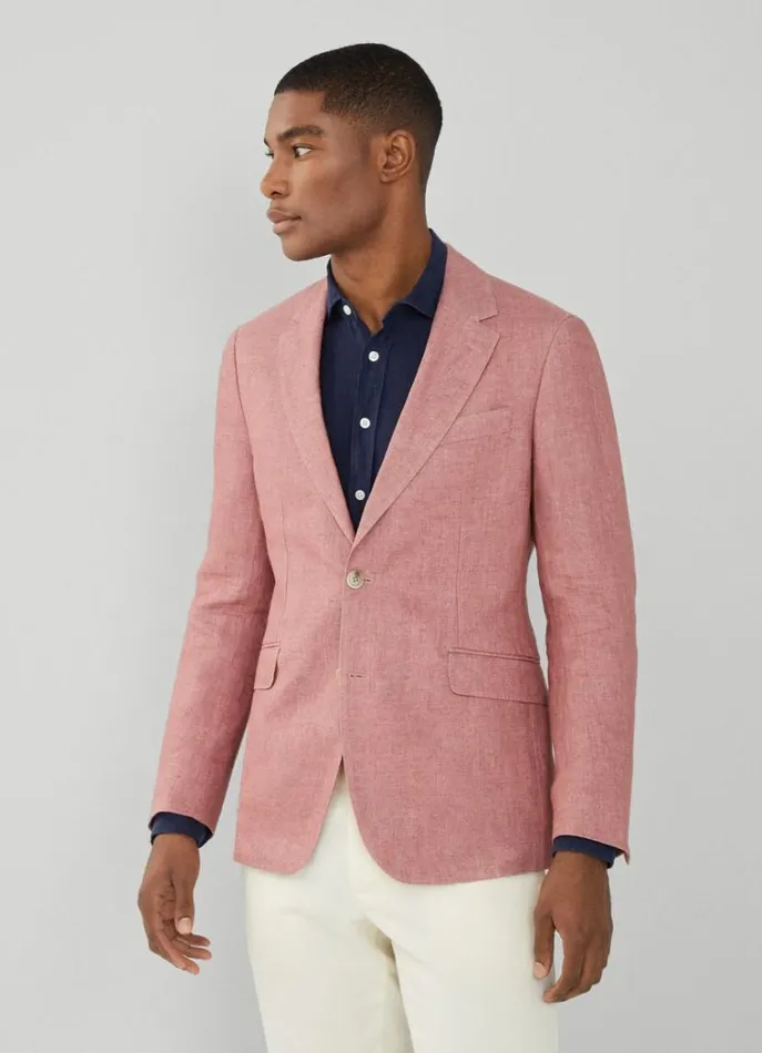 Men Blazers Hackett London Classic Fit Linen Blazer Pink