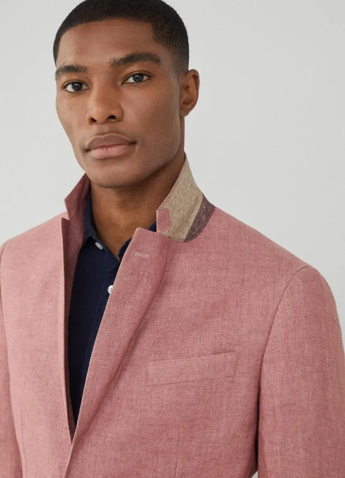 Men Blazers Hackett London Classic Fit Linen Blazer Pink