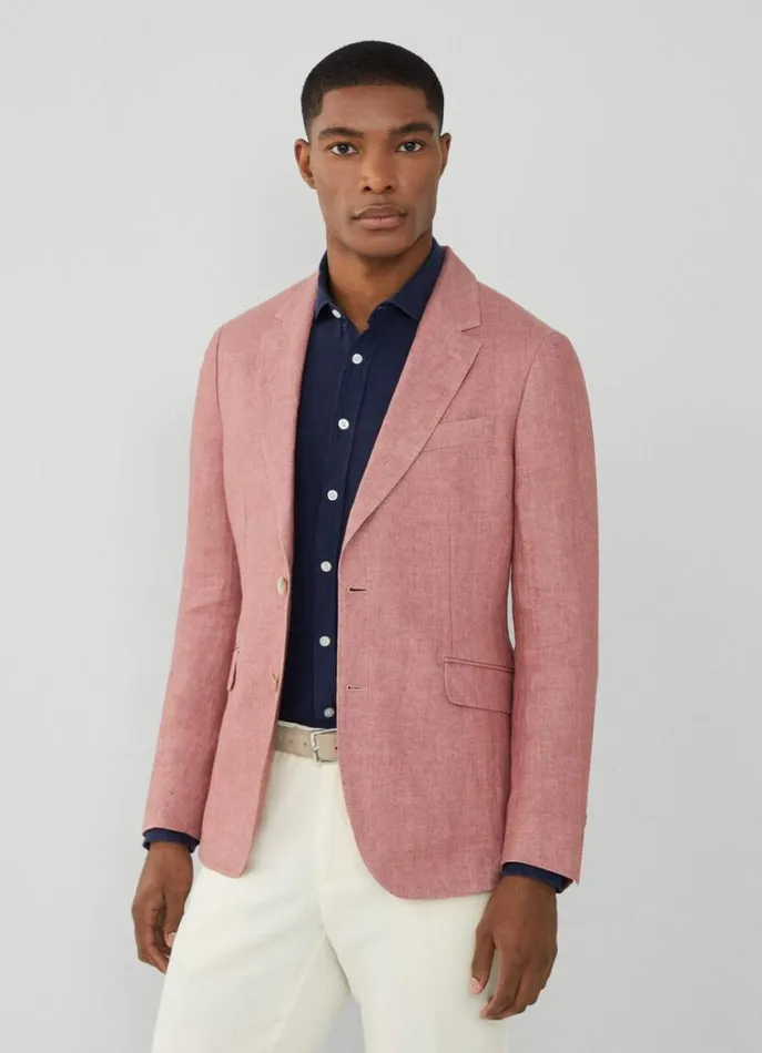 Men Blazers Hackett London Classic Fit Linen Blazer Pink