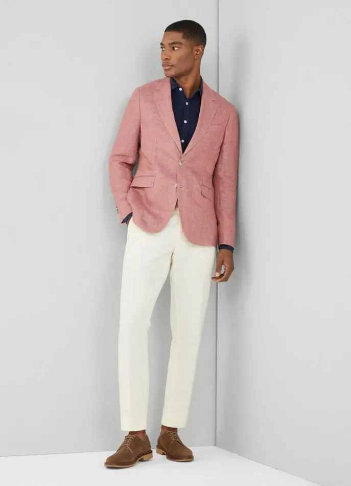 Men Blazers Hackett London Classic Fit Linen Blazer Pink
