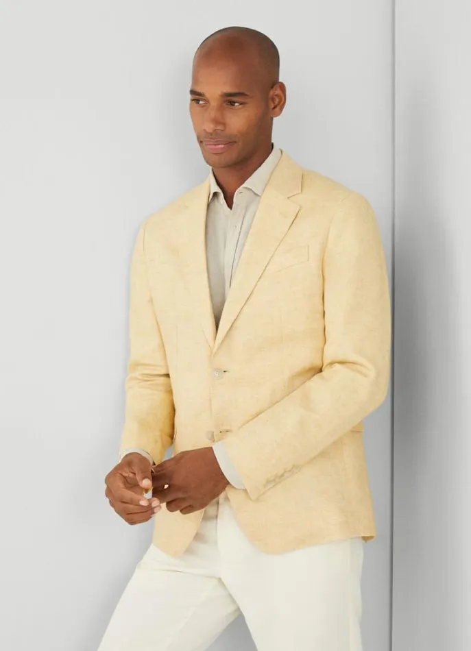 Men Blazers Hackett London Classic Fit Linen Blazer Yellow