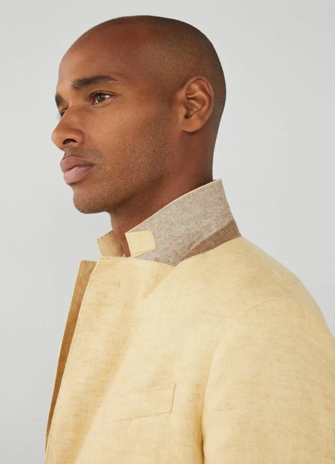 Men Blazers Hackett London Classic Fit Linen Blazer Yellow