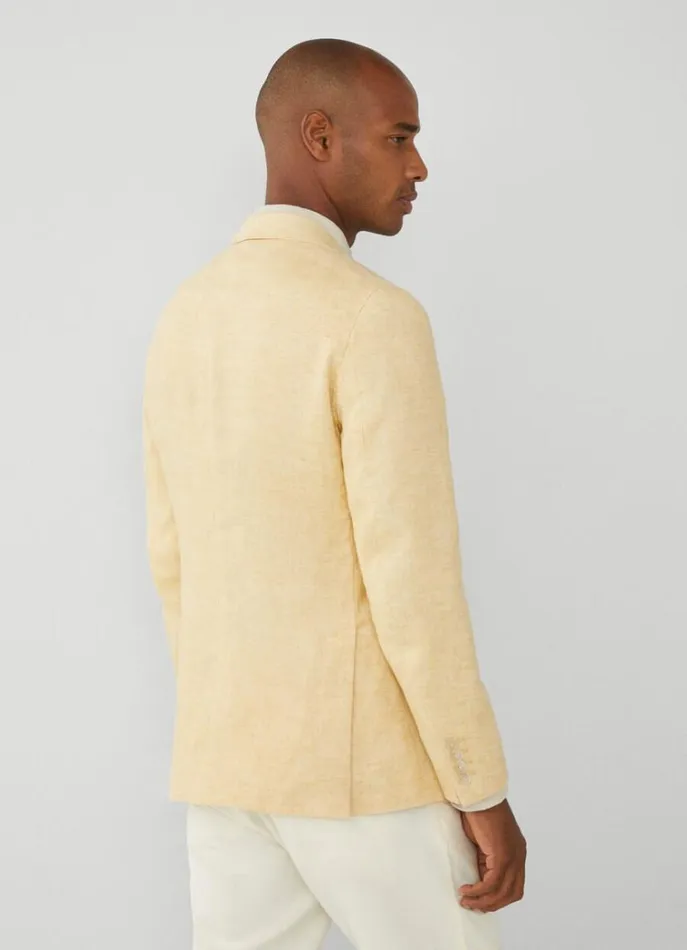 Men Blazers Hackett London Classic Fit Linen Blazer Yellow