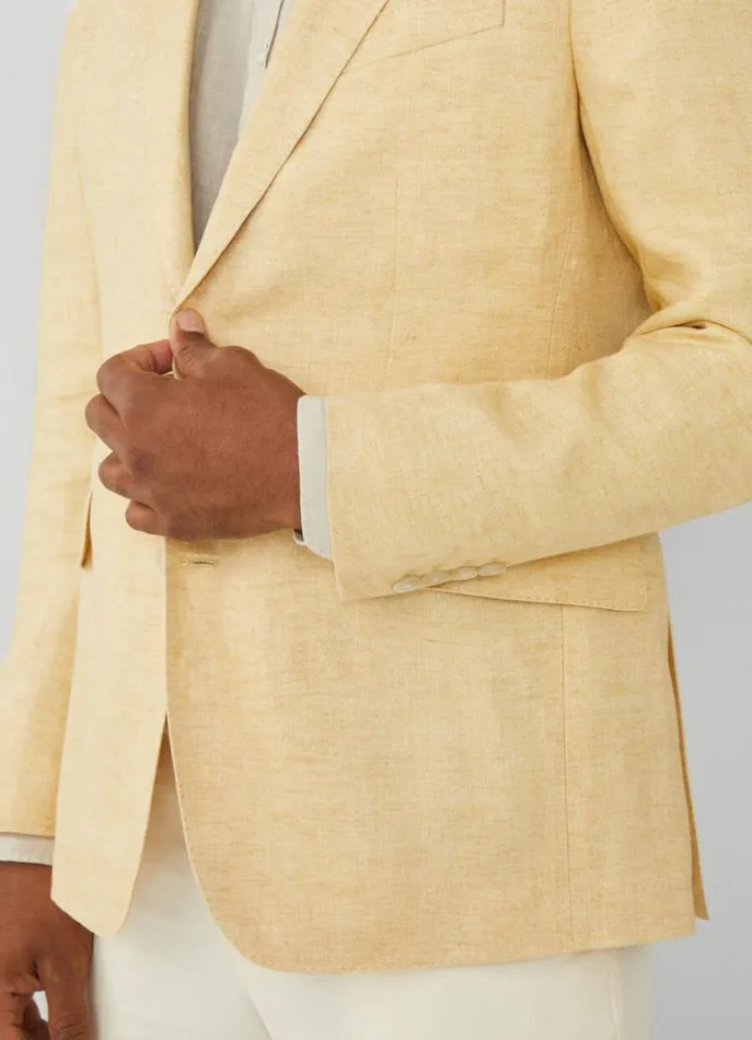 Men Blazers Hackett London Classic Fit Linen Blazer Yellow