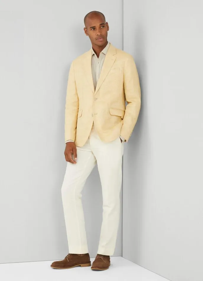Men Blazers Hackett London Classic Fit Linen Blazer Yellow