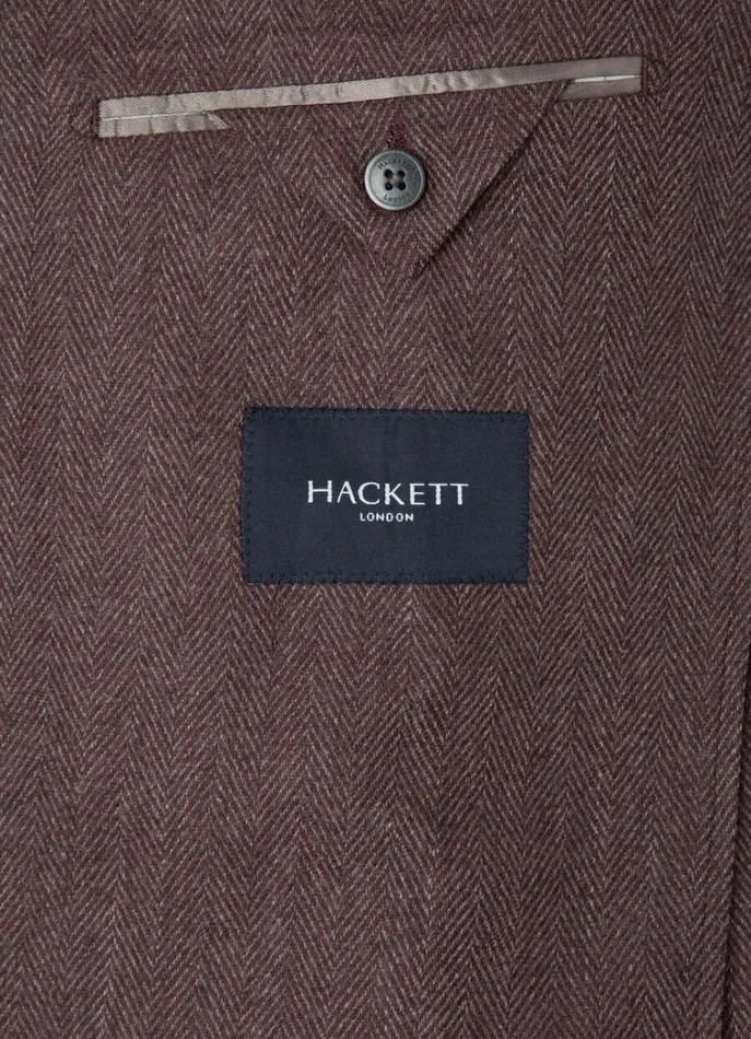 Men Blazers Hackett London Herringbone Wool Blazer Burgundygrey