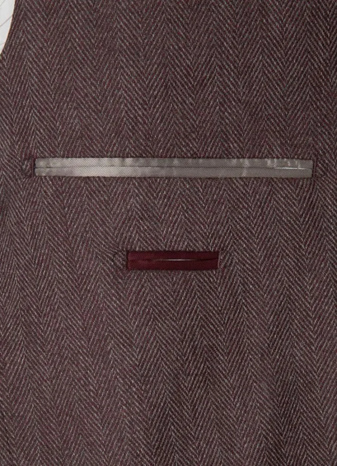 Men Blazers Hackett London Herringbone Wool Blazer Burgundygrey